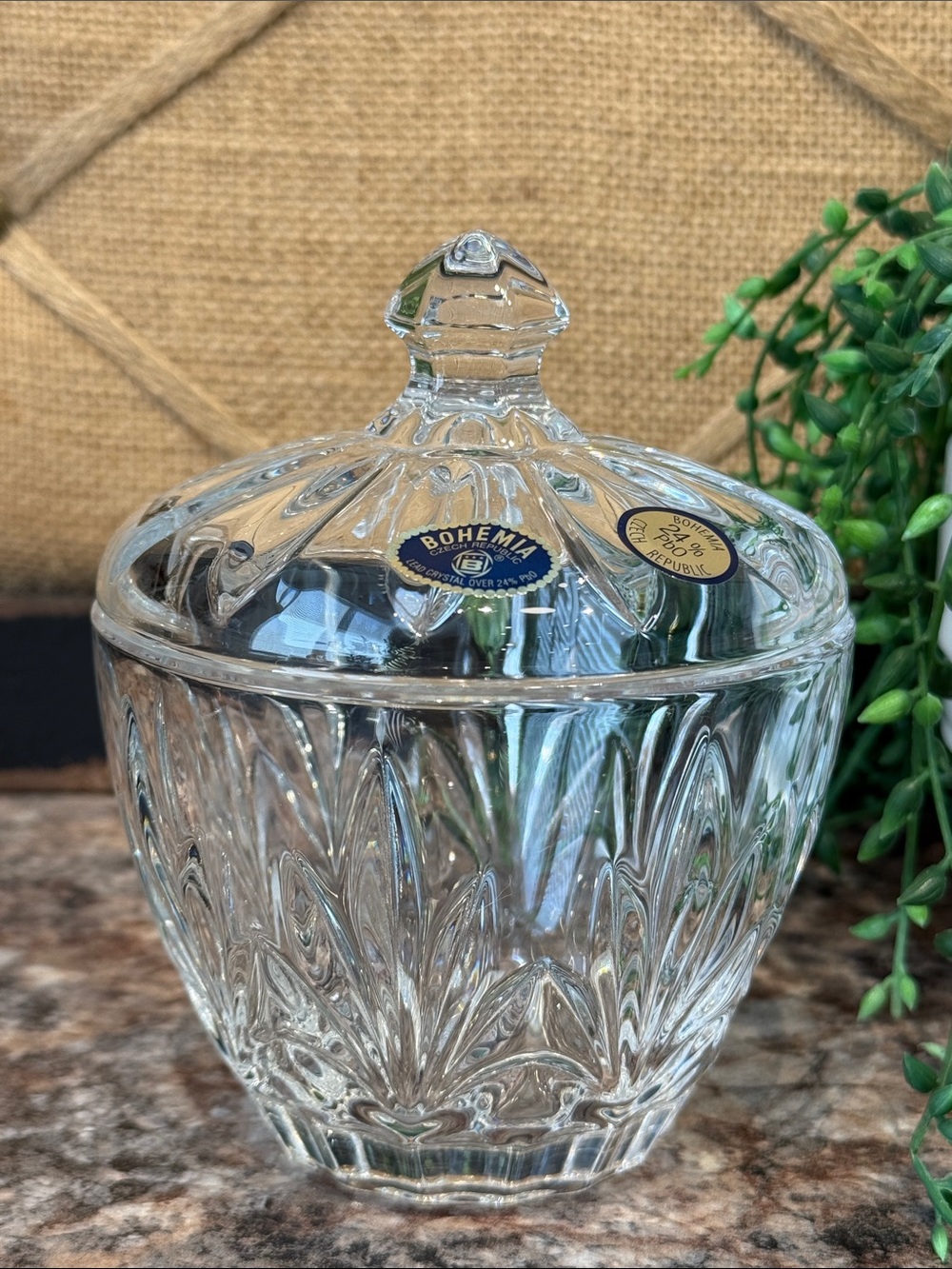 Bohemia Crystal Covered Sugar Dish